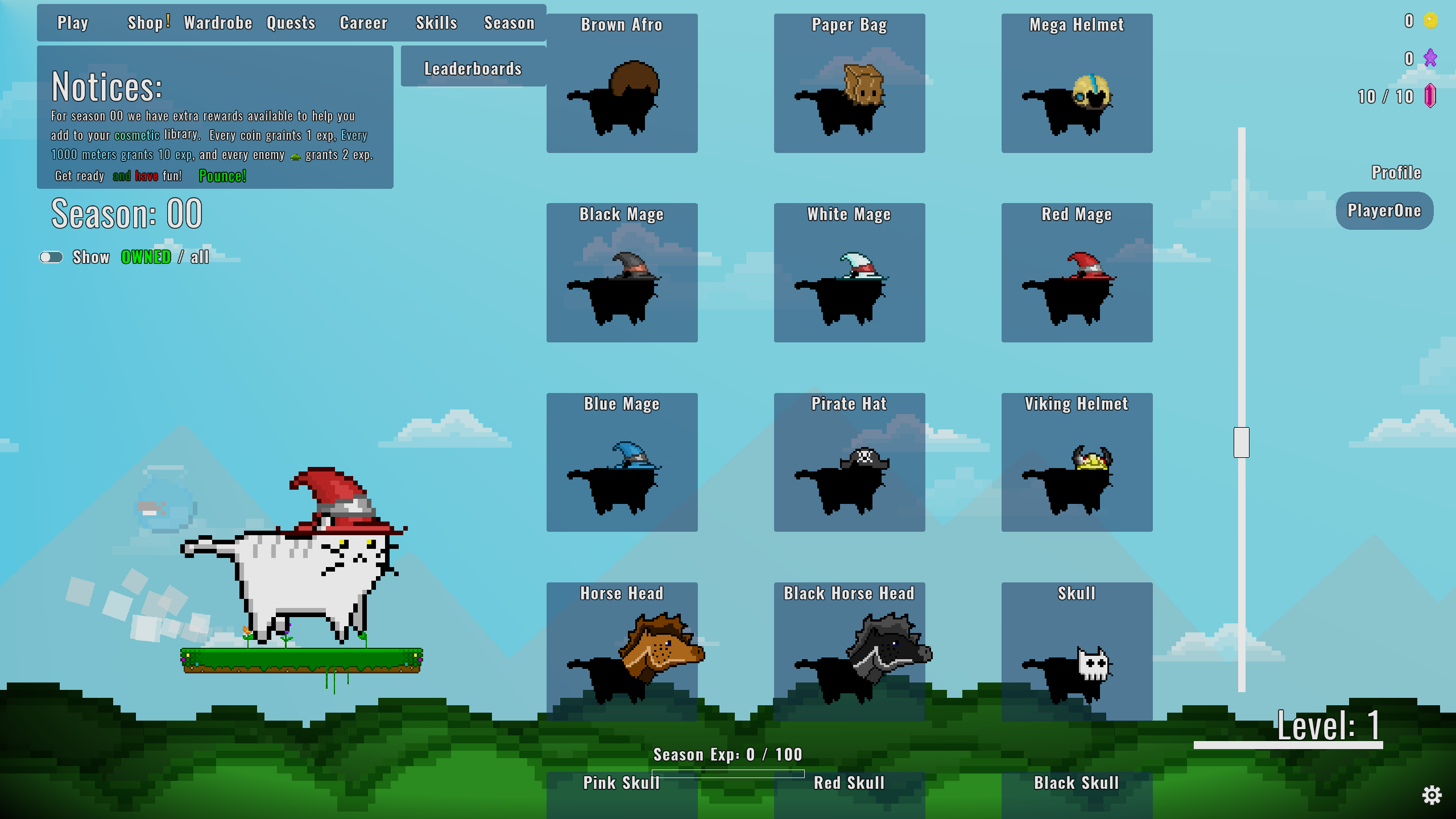 Pounce gameplay with a cat racing through a pixel-art level